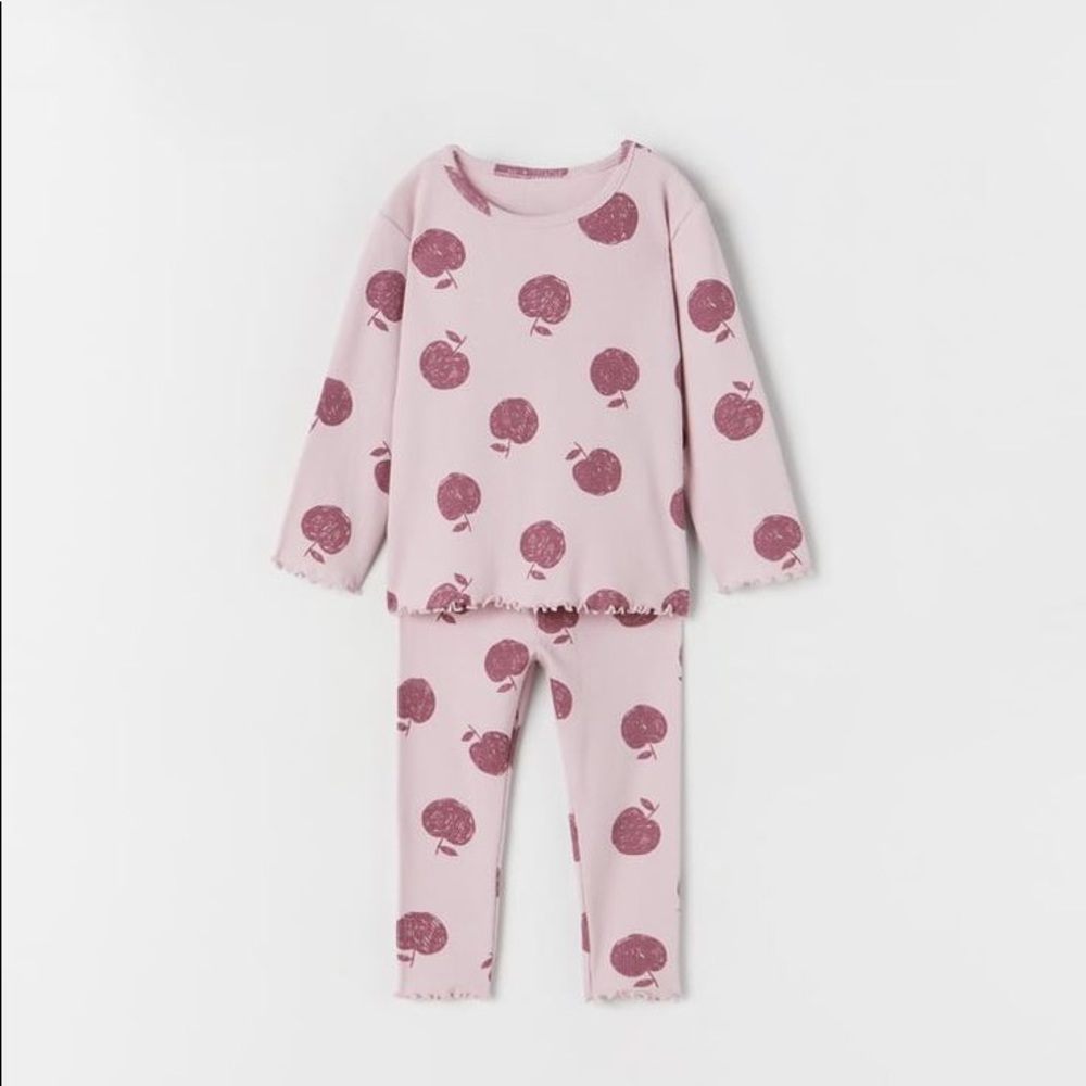 ZARA PRINTED RIB SET PINK / MAUVE SET 2-3Yr